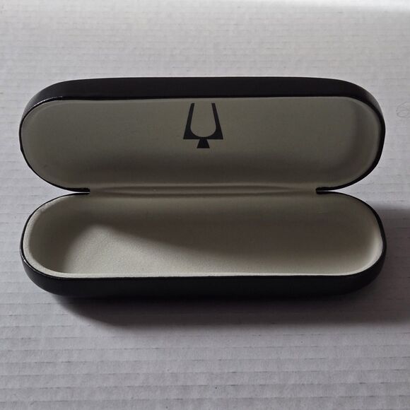 Bulova Eyeglasses Case Hard Shell Clamshell Felt Lined Travel Storage Black 6" - Picture 3 of 7